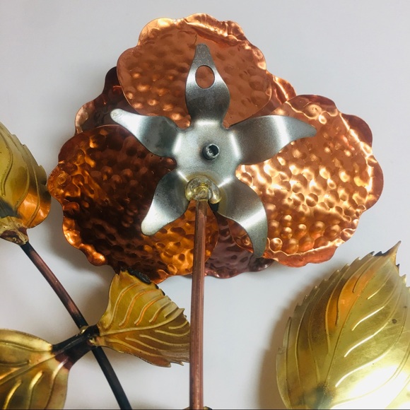 Vintage Brass & Copper Rose Wall Decor - Picture 7 of 7